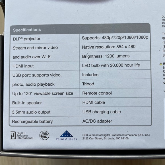 GPX Micro Projector Model PJ809B v2248-03 - Picture 9 of 10